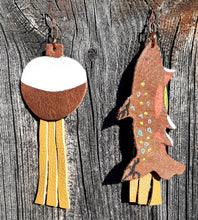 Load image into Gallery viewer, Hand painted Brook Trout Fish and Bobber Earrings