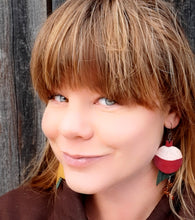 Load image into Gallery viewer, Hand painted Brook Trout Fish and Bobber Earrings