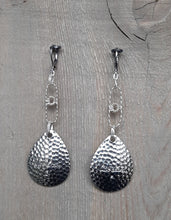 Load image into Gallery viewer, Silver dangle earrings with vintage Cabella's spinner