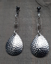 Load image into Gallery viewer, Silver dangle earrings with vintage Cabella's spinner