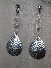 Load image into Gallery viewer, Silver dangle earrings with vintage Cabella's spinner