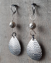 Load image into Gallery viewer, Silver dangle earrings with vintage Cabella's spinners