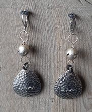 Load image into Gallery viewer, Silver dangle earrings with vintage Cabella's spinners