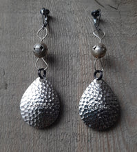 Load image into Gallery viewer, Silver dangle earrings with vintage Cabella's spinners