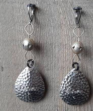 Load image into Gallery viewer, Silver dangle earrings with vintage Cabella's spinners