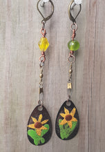 Load image into Gallery viewer, Yellow & Green Sunflower Earrings