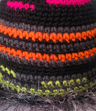 Load image into Gallery viewer, Women's Neon &amp; Black Ponytail Beanie
