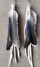 Load image into Gallery viewer, Natural Mallard feather earrings with white leather
