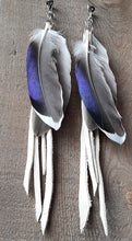 Load image into Gallery viewer, Natural Duck feather earrings with white leather
