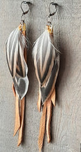 Load image into Gallery viewer, Natural Pheasant feather earrings with buckskin leather
