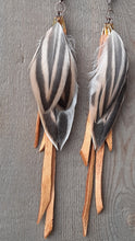 Load image into Gallery viewer, Natural Pheasant feather earrings with buckskin leather
