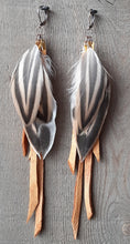 Load image into Gallery viewer, Natural Pheasant feather earrings with buckskin leather
