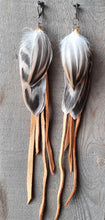 Load image into Gallery viewer, Natural Pheasant feather earrings with buckskin leather
