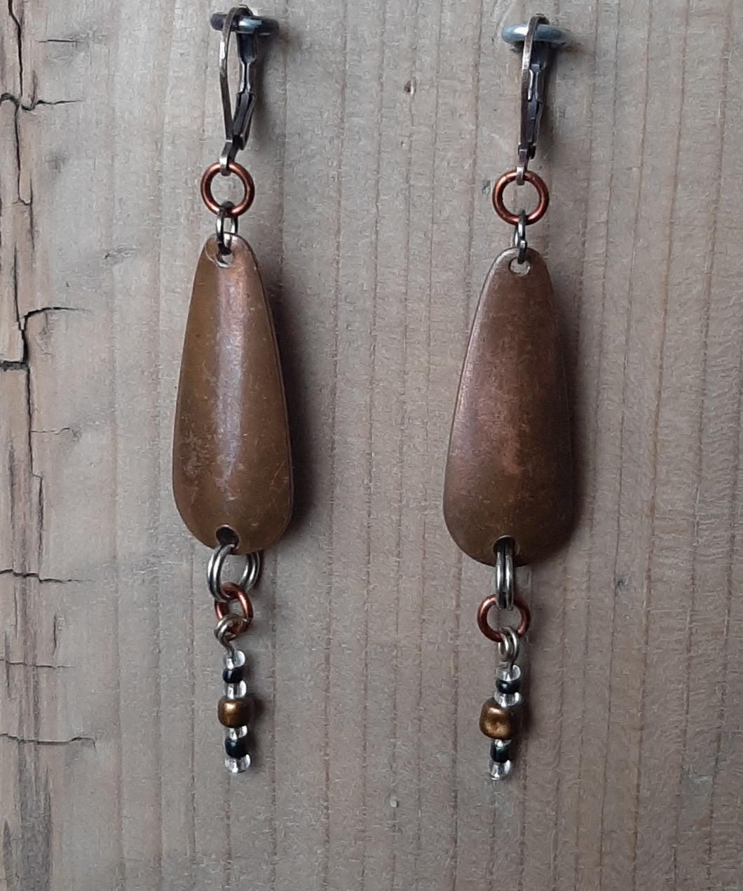 Vintage copper lure earrings