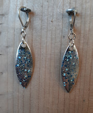 Load image into Gallery viewer, Blue &amp; silver sparkle lure earrings
